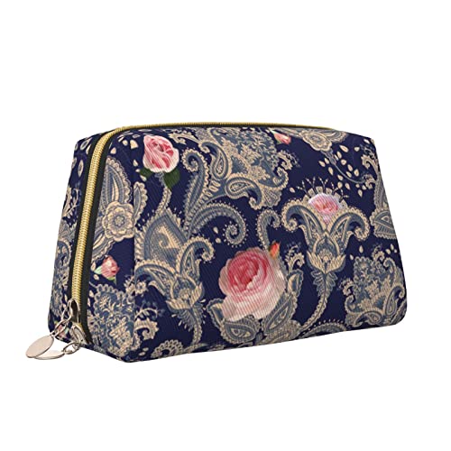 Süße Reise-Make-up-Tasche für Frauen, Bunte Blumen und Rosen, persisches Leder, Kosmetiktasche, Geldbörse, tragbar, wasserdicht, kleine Make-up-Tasche, Organizer, Kulturbeutel für Teenager-Mädchen, P von Melbrakin