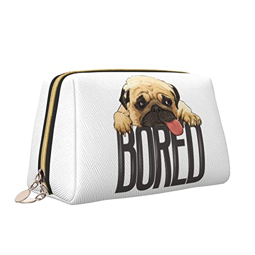 Süße Reise-Make-up-Tasche für Frauen, The Little Pug Who Has Been Very Boring, Leder-Kosmetiktasche, Geldbörse, tragbar, wasserdicht, kleine Make-up-Tasche, Organizer, Kulturbeutel für Teenager-Mädch von Melbrakin