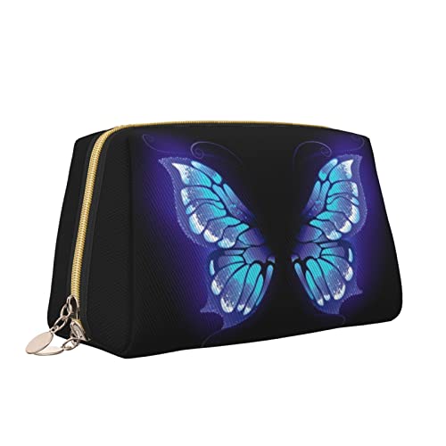 Süße Reise-Make-up-Tasche für Frauen, lila Schmetterlingsflügel, Leder-Kosmetiktasche, Geldbörse, tragbar, wasserdicht, kleine Make-up-Tasche, Organizer, Kulturbeutel für Teenager-Mädchen, Pinsel, S von Melbrakin