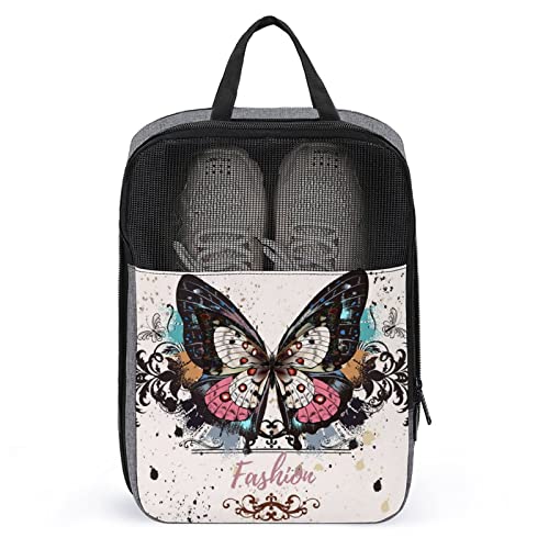 Süße Reise-Schuhtasche, Schmetterling, wasserdicht, atmungsaktiv, tragbar, Reise-Schuhtasche mit Reißverschluss, Reise-Schuh-Organizer, Tasche, Schuhe, Aufbewahrungstasche für Männer, Frauen, Fitness Süße Reise-Schuhtasche, Schmetterling, wasserdicht, atmungsaktiv, tragbar, Reise-Schuhtasche mit Reißverschluss, Reise-Schuh-Organizer, Tasche, Schuhe, Aufbewahrungstasche für Männer, Frauen, Fitness von Melbrakin