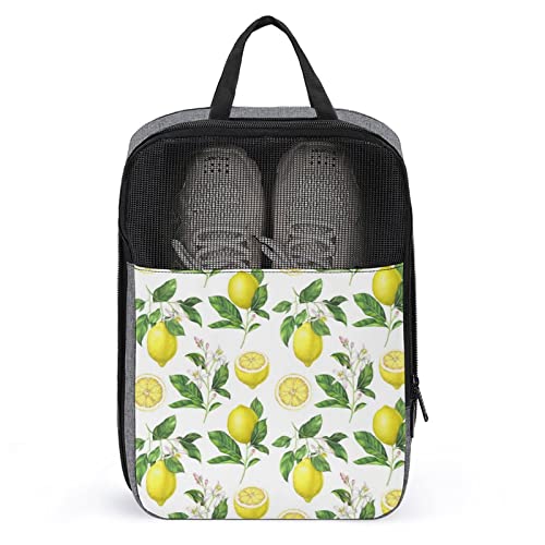 Süße Reise-Schuhtasche, Zitronenmuster, wasserdicht, atmungsaktiv, tragbar, Reise-Schuhtasche mit Reißverschluss, Reise-Schuh-Organizer, Tasche, Schuhe, Aufbewahrungstasche für Männer, Frauen, Fitnes Süße Reise-Schuhtasche, Zitronenmuster, wasserdicht, atmungsaktiv, tragbar, Reise-Schuhtasche mit Reißverschluss, Reise-Schuh-Organizer, Tasche, Schuhe, Aufbewahrungstasche für Männer, Frauen, Fitnes von Melbrakin