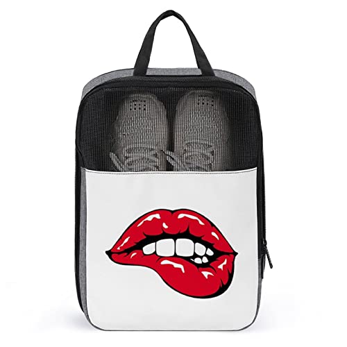 Süße Reise-Schuhtasche, sexy rote Lippen und weiße Zähne, wasserdicht, atmungsaktiv, tragbar, Reise-Schuhtasche mit Reißverschluss, Reise-Schuh-Organizer, Schuhe, Aufbewahrungstasche für Männer, Frau Süße Reise-Schuhtasche, sexy rote Lippen und weiße Zähne, wasserdicht, atmungsaktiv, tragbar, Reise-Schuhtasche mit Reißverschluss, Reise-Schuh-Organizer, Schuhe, Aufbewahrungstasche für Männer, Frau von Melbrakin