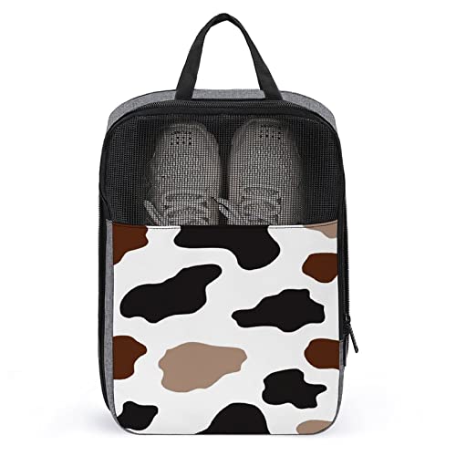 Süße Reise-Schuhtasche, weißes Kuhmuster, schwarz, braun, wasserdicht, atmungsaktiv, tragbar, Reise-Schuhtasche mit Reißverschluss, Reise-Schuh-Organizer, Schuhe, Aufbewahrungstasche für Männer, Frau Süße Reise-Schuhtasche, weißes Kuhmuster, schwarz, braun, wasserdicht, atmungsaktiv, tragbar, Reise-Schuhtasche mit Reißverschluss, Reise-Schuh-Organizer, Schuhe, Aufbewahrungstasche für Männer, Frau von Melbrakin