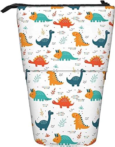 Teleskop-Federmäppchen, Stand-Up-Stifttasche, Cartoon-Dinosaurier-Muster, bedruckt, süßer Bleistift-Organizer, tragbare Bleistifttasche, geeignet für das Schulbüro, Einheitsgröße (Pencase-0716) von Melbrakin
