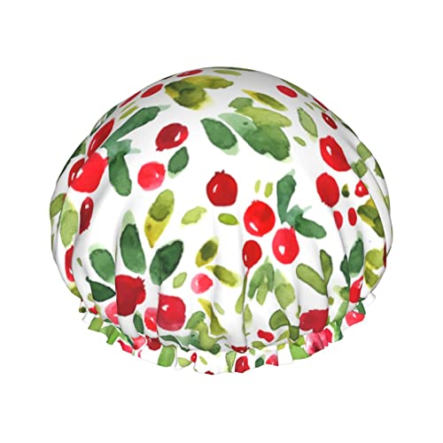 Tropcial Cherry Aquarell große Duschhaube für Damen und Herren, wiederverwendbare Duschhauben, wasserdichte Duschhaube für Zöpfe und langes Haar, Duschhaube mit Peva-Futter und elastischem Band, modi von Melbrakin