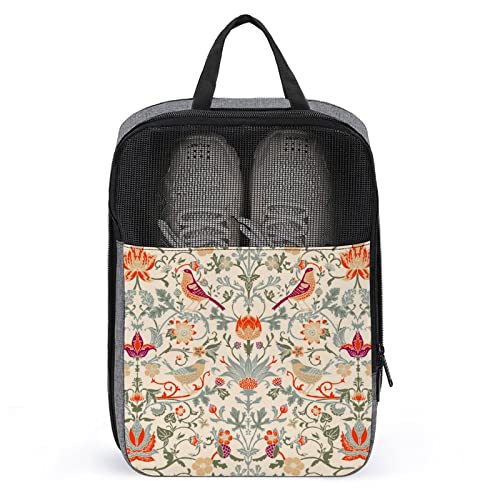 Vintage-Schuhtaschen mit ästhetischen Kunst-Blumenmuster für Reisen, Schuhbeutel, wasserdicht, große Schuhaufbewahrungstasche für Männer und Frauen, Reisekoffer, Schuh-Organizer mit Reißverschluss un von Melbrakin