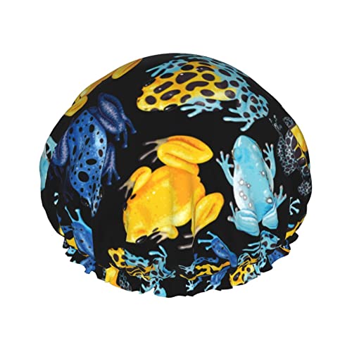 Vivid Tropical Frog, große Duschhaube für Damen und Herren, wiederverwendbare Duschhauben, wasserdichte Duschhaube für Zöpfe und langes Haar, Duschhaube mit Peva-Futter und elastischem Band, modische von Melbrakin