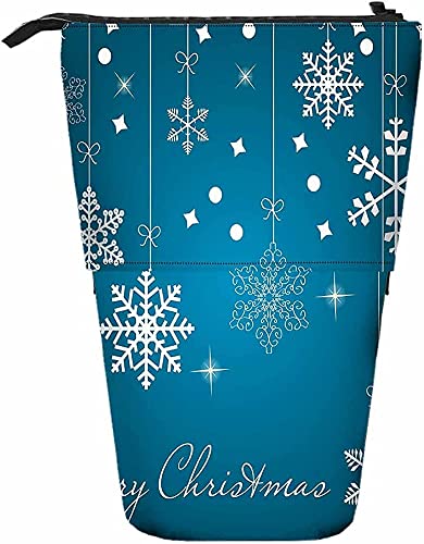 Weihnachten und Neujahr, Teleskop-Bleistift-Briefpapieretui, Stifte-Aufbewahrungsbox mit Reißverschluss, für Damen, Herren, Jungen, Mädchen, leuchtender Stern, Schneeflockenband, lebendiger magischer von Melbrakin