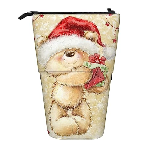 Weihnachtsmütze, Geschenk und Frohe Weihnachten, Teleskop-Federmäppchen, Stifthalter, Teleskop-Federmäppchen, Tasche, Schreibwaren, für Schule, Büro, Weihnachten2, Einheitsgröße, Taschen-Organizer von Melbrakin