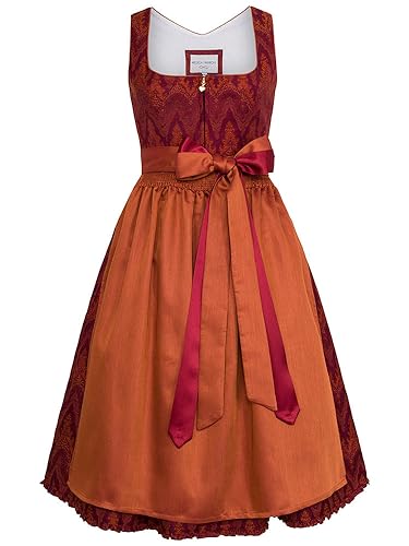 Melega Dirndl Ekatarina 70cm Länge orange | Stylisches Mididirndl mit Webmuster | Damen Gr 40 von Melega