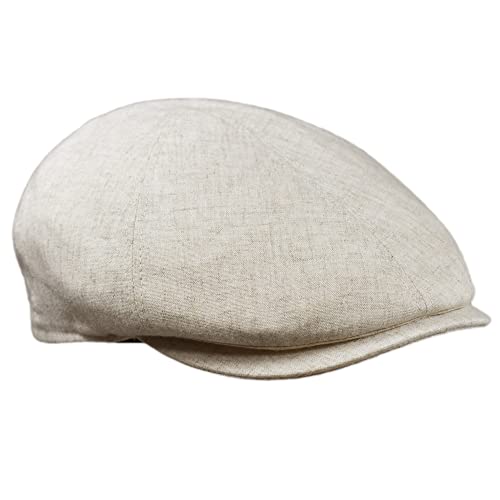 Flache Mütze Brescia | Leinen und Baumwolle | Taschenformat | Modell Duck | Frühling Sommer | Made in Italy, beige, 56-57 von Melegari