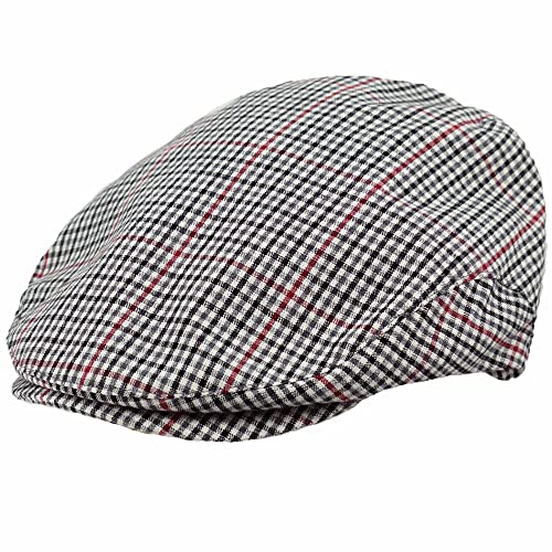 Flache Mütze Quadretti Tivoli | reine Baumwolle | Futter aus leichter Baumwolle | Taschengröße | Frühling Sommer | Made in Italy, hellgrau, 59 von Melegari