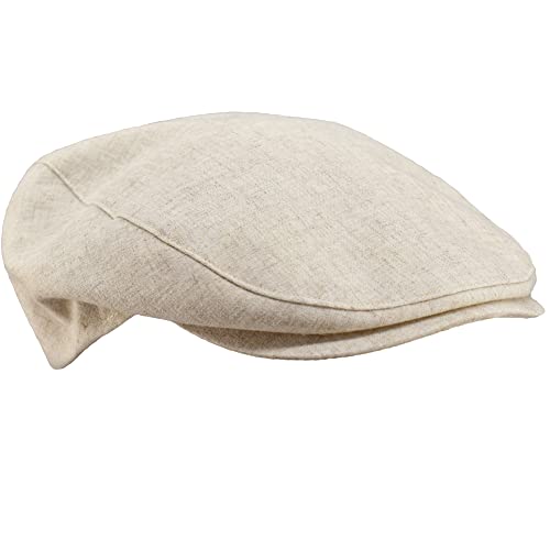 Flache Mütze Tessin | Leinen-Baumwolle | Futter aus reiner Baumwolle | Taschengröße | Frühling Sommer | Made in Italy, beige, 59 von Melegari
