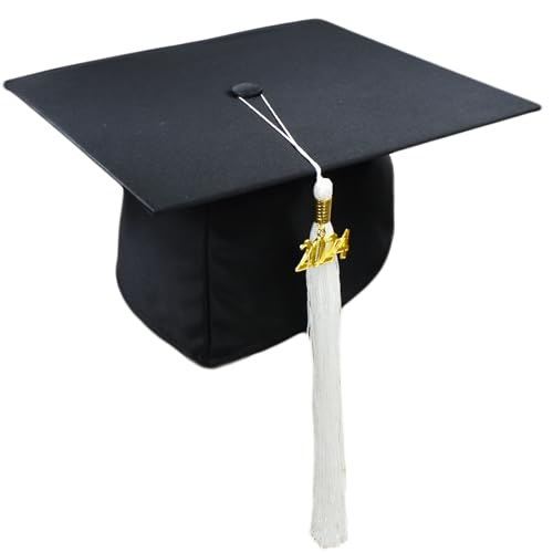Melegari Doktorhut, Studentenhut, The Original Grad Hat 2024 Jahreszahl Anhänger | Einheitsgröße 54-61 cm | Hut für Abschlussfeiern vom Studium Hochschule Universität Damen/Herren (Weiß) von Melegari