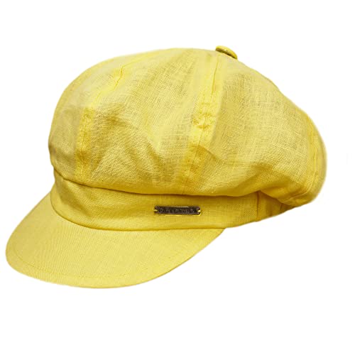 Melegari Mütze mit Visier 100% Leinen | Versilia | Baloon cap | Made in Italy | Frühling Sommer, gelb, One size von Melegari