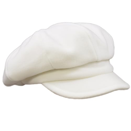 Melegari Schirmmütze | Fleece Mütze Damen | Merano Baloon Baker Boy Cap | Unisex |, Weiß, 55-59 von Melegari