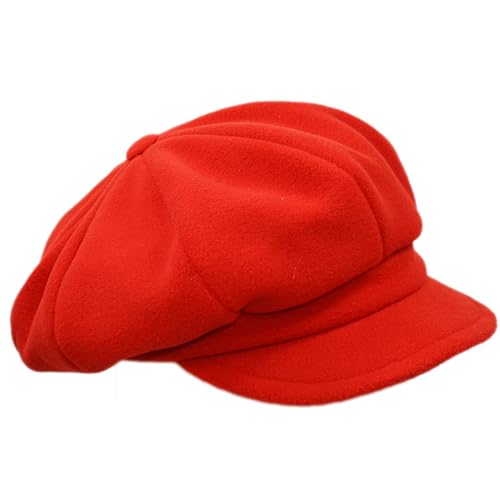 Melegari Schirmmütze | Fleece Mütze Damen | Merano Baloon Baker Boy Cap | Unisex |, rot, 55-59 von Melegari