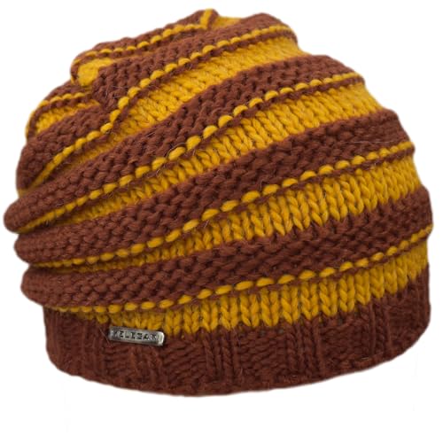 Melegari Strickmütze Floppy Hat | Wolle und Alpaka | Zweifarbige Verarbeitung | Damen/Herren | Raupe, gelb, 54-59 von Melegari