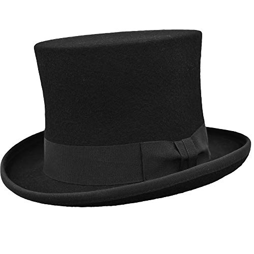 Wollfilz Zylinderhut | Handgefertigter Zylinder | Cordusio | mit Innenfutter und Schweißschutz aus Stoff | Unisex, Schwarz , 61-62 von Melegari