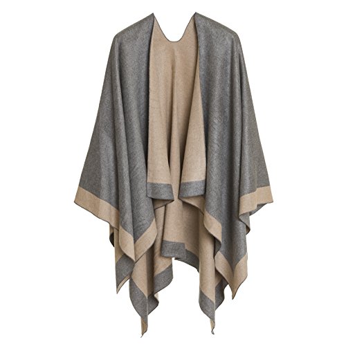 Damen Schal Wrap Poncho Ruana Cape Cardigan Pullover Open Front für Frühling Herbst Winter (PC01-4L) von MELIFLUOS DESIGNED IN SPAIN