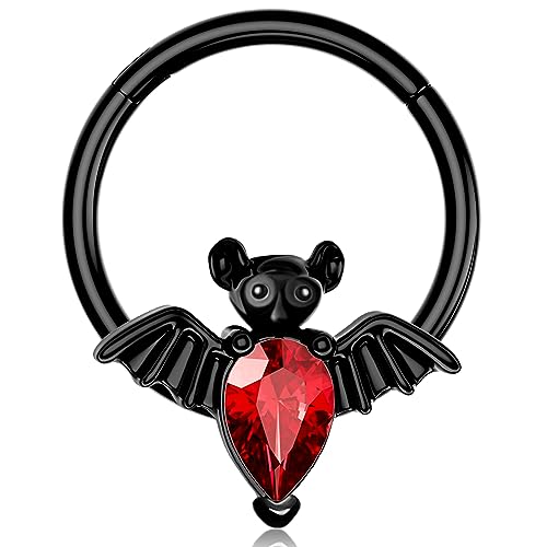 Melighting 16G Halloween Septum Ring Cartiage Hoop Conch Ohrring Edelstahl Hinged Clicker Helix Piercings Daith Tragus Rook Schmuck Fledermaus Septum Piercing Schmuck für Frauen, Edelstahl Melighting 16G Halloween Septum Ring Cartiage Hoop Conch Ohrring Edelstahl Hinged Clicker Helix Piercings Daith Tragus Rook Schmuck Fledermaus Septum Piercing Schmuck für Frauen, Edelstahl von Melighting