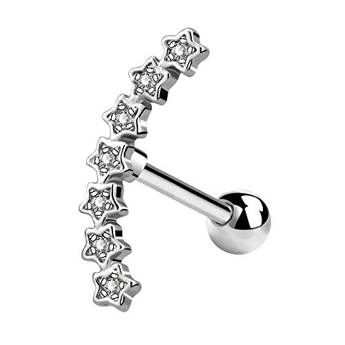 Melighting 16G Kletterer Helix Ohrring, Stern Knorpel Stud, Helix Piercings Earring, Conch Stud aus Edelstahl, Ohrstecker für Damen Melighting 16G Kletterer Helix Ohrring, Stern Knorpel Stud, Helix Piercings Earring, Conch Stud aus Edelstahl, Ohrstecker für Damen von Melighting