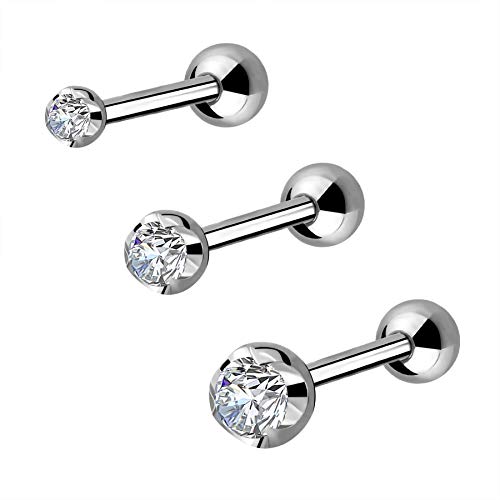 Melighting 16g Helix Ohrring Titan Knorpelpiercing Ohrring 6mm Helix Piercings Helix Conch Knorpel Ohrpiercing Körperschmuck Tragus Piercings Stud Oberlappen Ohrring für Frauen von Melighting