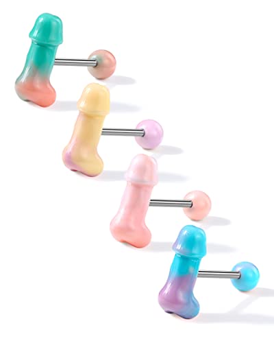 Melighting 4pcs Bonbonfarben Zungenpiercings 14G Zungenringe aus Edelstahl 16mm Tongue Piercings Jewelry for Women Melighting 4pcs Bonbonfarben Zungenpiercings 14G Zungenringe aus Edelstahl 16mm Tongue Piercings Jewelry for Women von Melighting