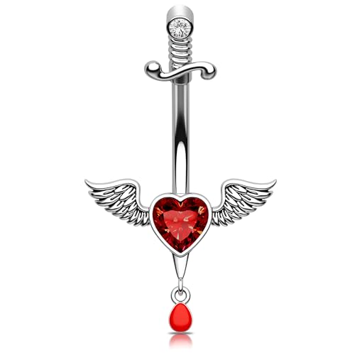 Melighting Bauchnabelring Halloween Baumeln Bauchnabelpiercings Flügel Bauchnabelringe Edelstahl Knopf Piercing Schmuck Fledermaus Nabel Barbell für Frauen, 14G 10mm, Zirkonia Melighting Bauchnabelring Halloween Baumeln Bauchnabelpiercings Flügel Bauchnabelringe Edelstahl Knopf Piercing Schmuck Fledermaus Nabel Barbell für Frauen, 14G 10mm, Zirkonia von Melighting