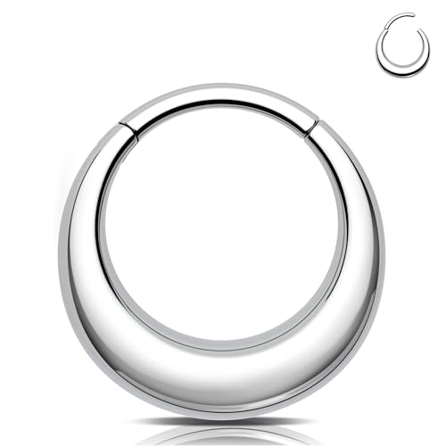 Melighting Septum-Ring aus 316L-Edelstahl, Knorpelohrring, Scharniersegment-Creolen, Nasenpiercing, Schmuck für Damen und Herren, 10 mm, Edelstahl von Melighting