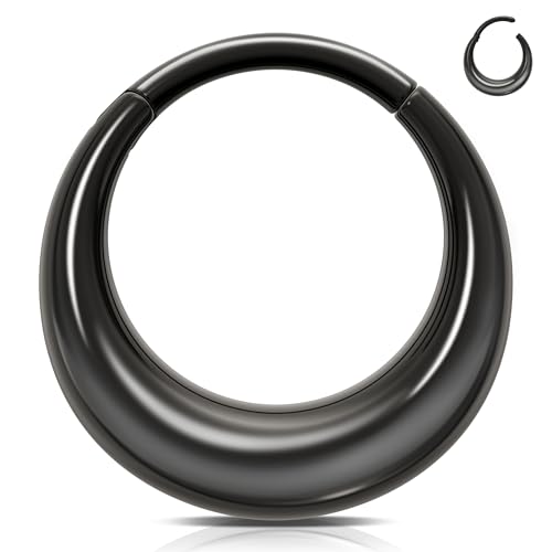 Melighting Septum-Ring aus 316L-Edelstahl, Knorpelohrring, Scharniersegment-Creolen, Nasenpiercing, Schmuck für Damen und Herren, 8 mm, Edelstahl von Melighting