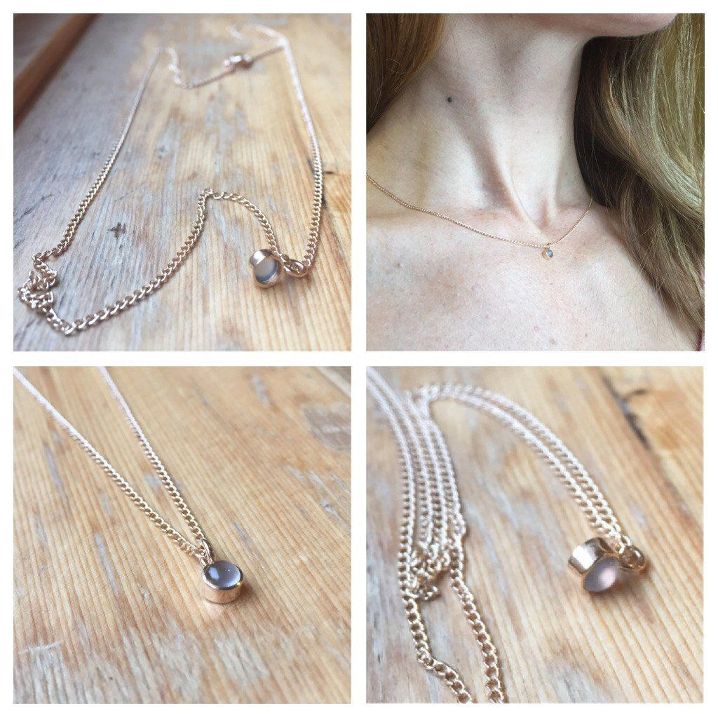 Kiki Halskette | Steine Feinsilber Panzerketten 14K Solid Gold Fill 4 Mm Cabochons Schlicht Zeitgenössisch Klein Minimal Schmuck Zierlich Ms Kiki Halskette | Steine Feinsilber Panzerketten 14K Solid Gold Fill 4 Mm Cabochons Schlicht Zeitgenössisch Klein Minimal Schmuck Zierlich Ms von Meliloo