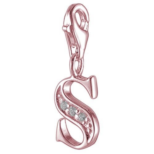 Melina Damen-Charm Bettelarmband Anhänger Buchstabe S vergoldet Rotgold/Rosegold 925 Silber - 1801614 von Melina