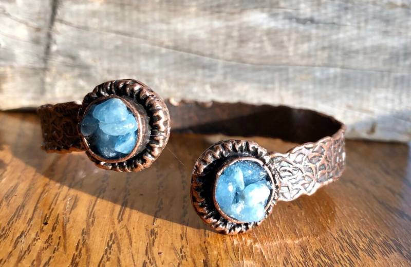 Aquamarin Und Kupfer Armband von MelindaRingDesigns