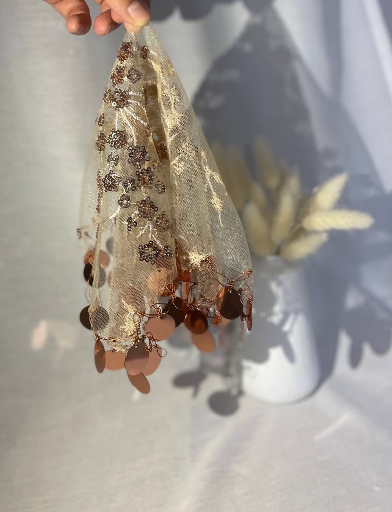 Champagner Glitzer Tanz Tücher Halay Mendili Luxury Sequin Handkerchie Wedding Hochzeit Gelinmendil Dabke Taschentuch Gäste Braut von MelisGeschenke