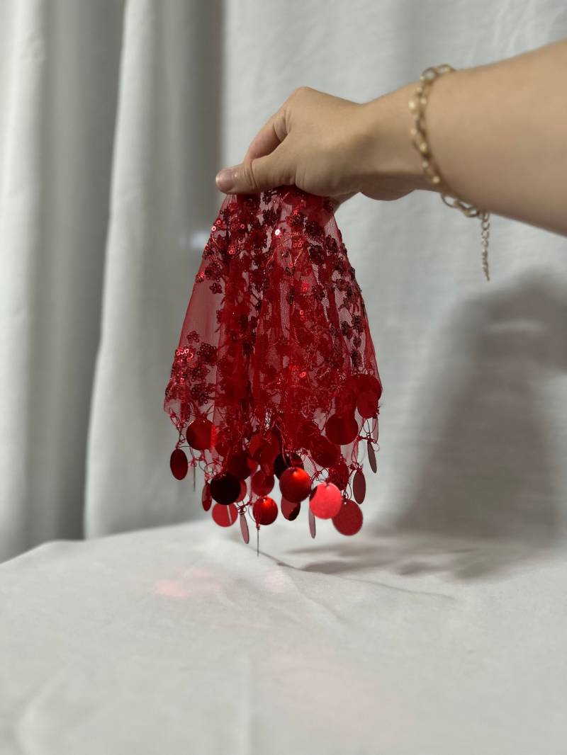 Rot Glitzer Tanz Tücher Halay Mendili Luxury Sequin Handkerchie Wedding Hochzeit Gelinmendil Dabke Taschentuch Gäste Braut von MelisGeschenke