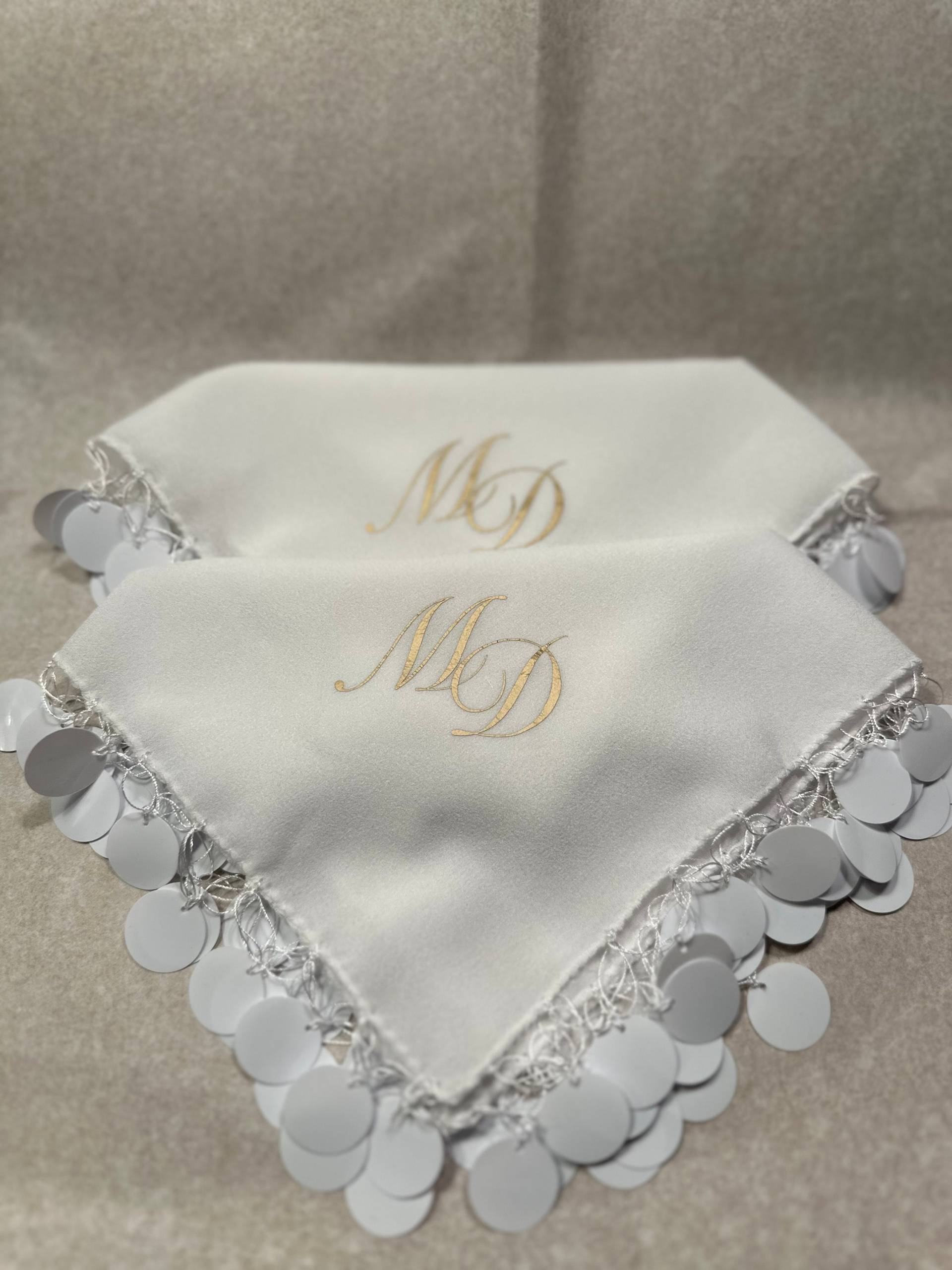 Weiße Tücher Halay Mendili Luxury Sequin Handkerchie Wedding Hochzeit Gelinmendil Dabke Taschentuch Gäste Braut von MelisGeschenke