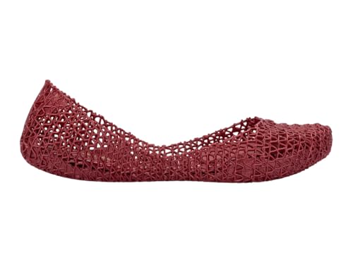 Melissa Campana Papel Flats for Women - Comfortable, Stylish & Flexible Slide-On Closed-Toe Jelly Flat Shoes with Hollow Interwoven Cut Out Design, Metal Red, 41-42 EU von Melissa