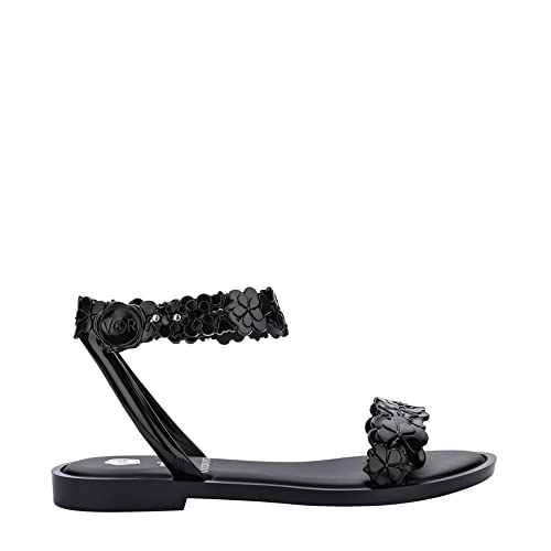 Melissa Damen Wave Blossom + Flache Sandale, Schwarz, 37 EU von Melissa