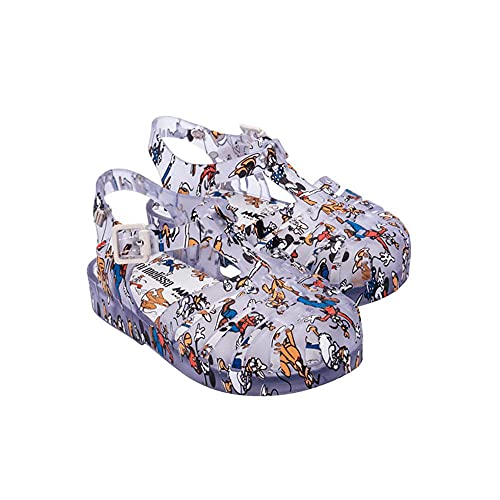 Melissa Mini Possession Print + Mickey and Friends Bb Flache Sandale, durchsichtig, 24 EU von Melissa