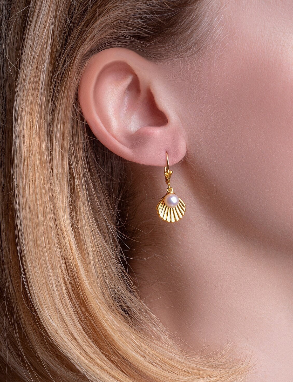 Sea Shell Ohrringe, Ohrringe Für Frauen, Pearl Drop Baumeln Elegante Frauen Vintage Rose Gold Perlen von MelissaFineJewelry