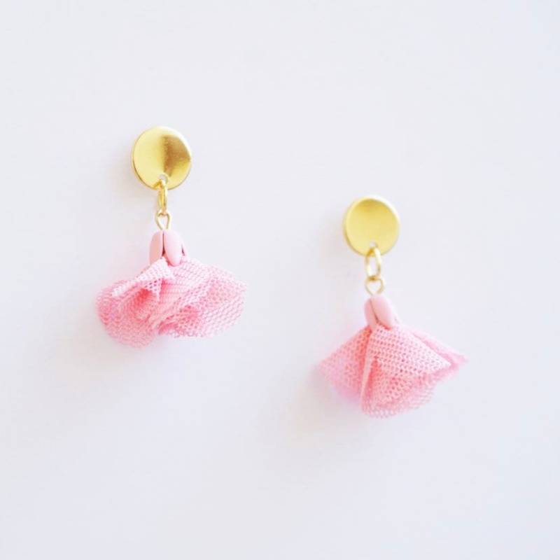 Tütü Ohrringe | 16K Gold Rosa Tüll Geschenke Für Sie Valentinstag Geschenk von Melissavelia