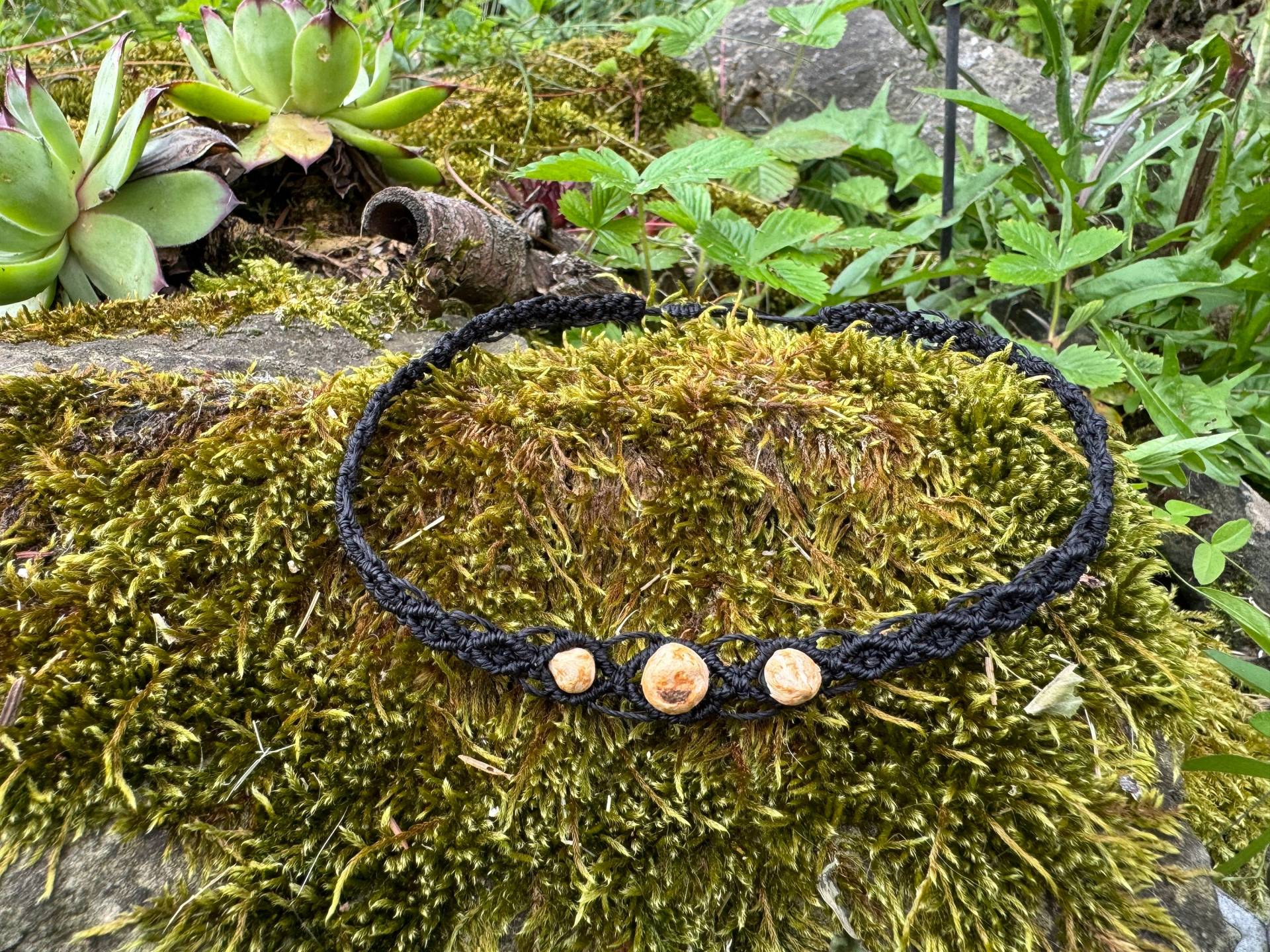 Baumperlen Amulett Halskette Naturschmuck Baumperlenkette Kraftschmuck von Melissenfee