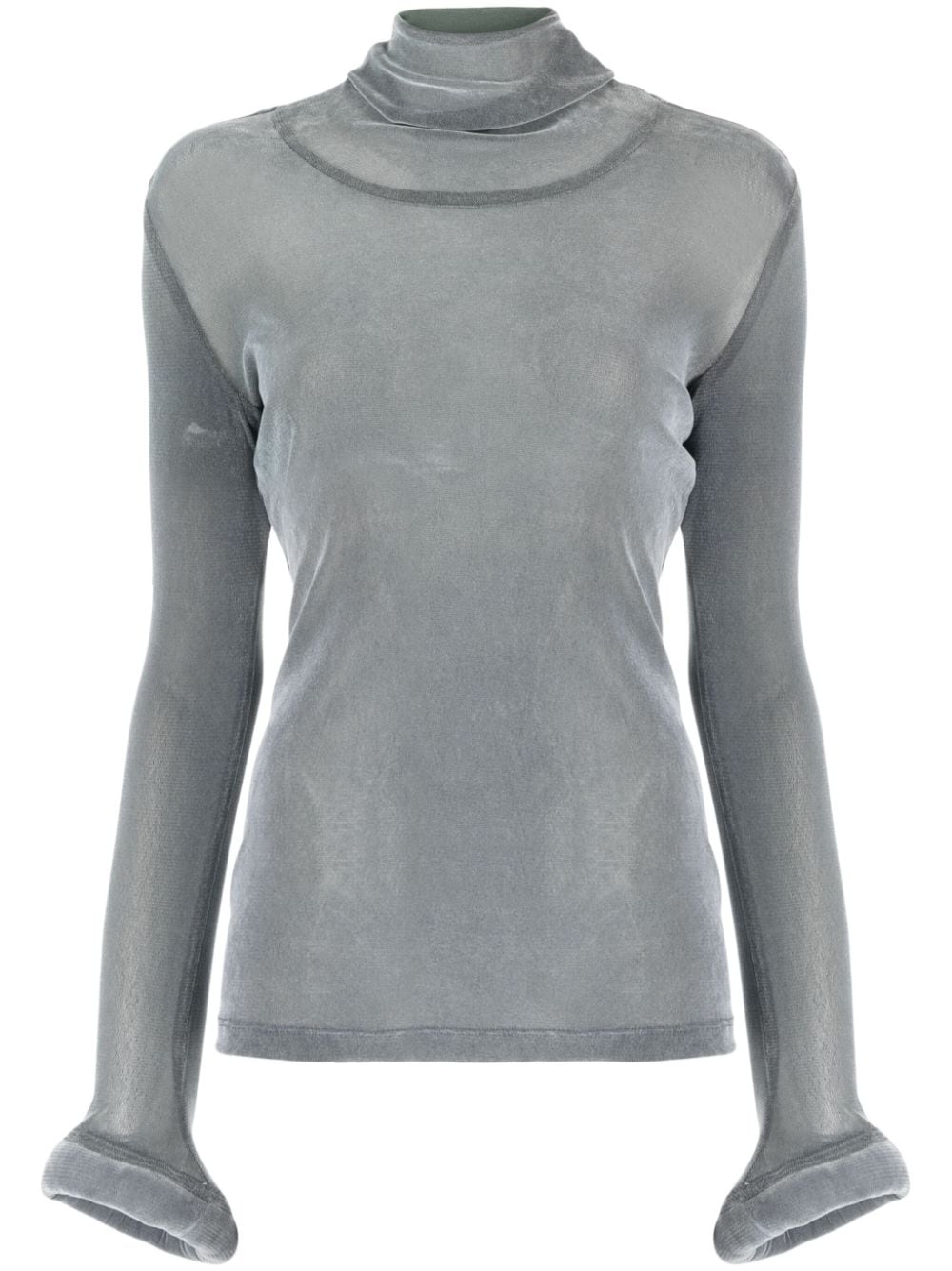 Melitta Baumeister circle-cuff sheer top - Grau von Melitta Baumeister