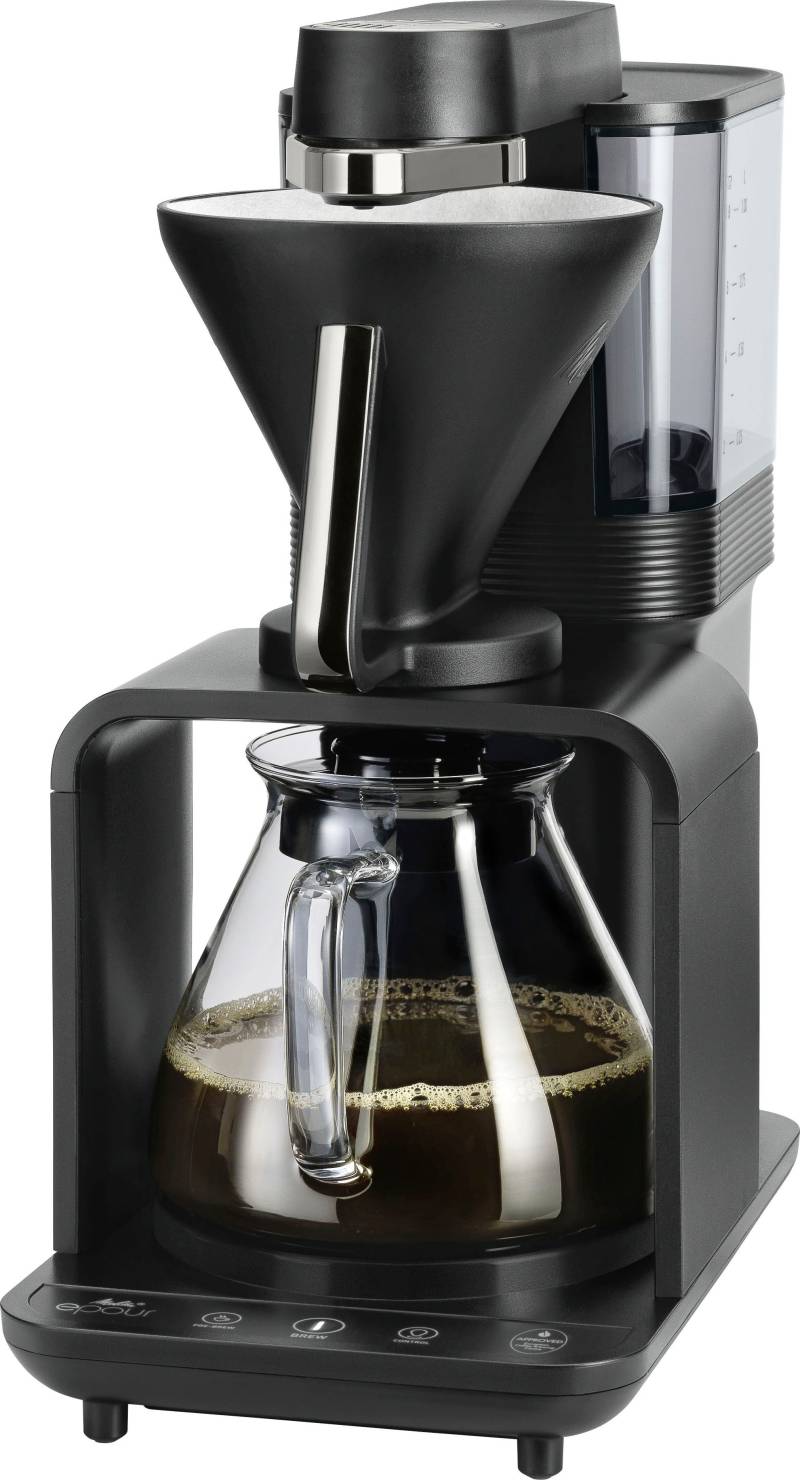 Melitta Filterkaffeemaschine "epour 1024-11 Schwarz/Silber", 1 l Kaffeekanne, Papierfilter, 1x4 von Melitta