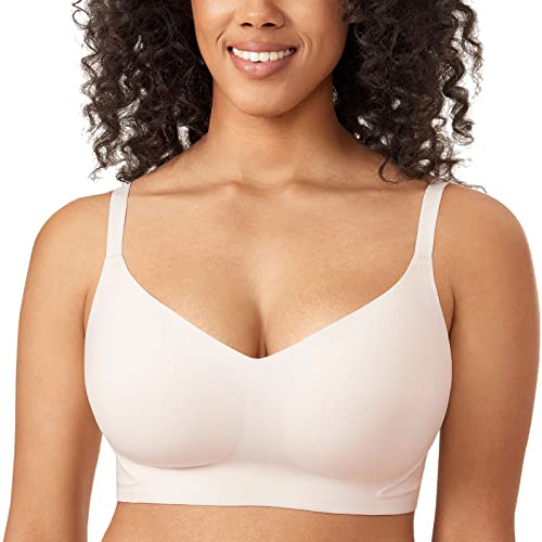 Meliwoo Damen Nahtloser BH ohne Bügel Invisible Gepolstert Entlastungs Bralette Rose White 75D von Meliwoo