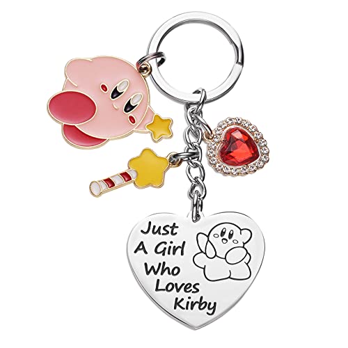 Kirby Merch Cute Keychain Cartoon Video Game Charakter Geschenke für Teenager Mädchen Tochter Frauen Geburtstag Geschenk Schlüsselanhänger von Melix Home