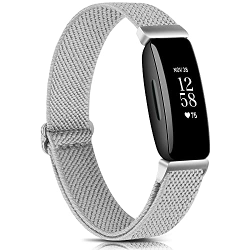 Meliya Elastisches Armband für Fitbit Inspire 2/Fitbit Inspire Damen und Herren, atmungsaktives Nylon, dehnbar, Ersatzarmband für Fitbit Inspire 2, Grau von Meliya