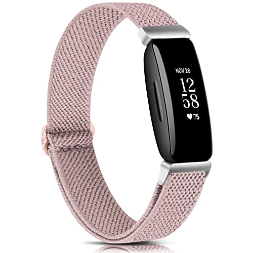 Meliya Elastisches Armband für Fitbit Inspire 2/Fitbit Inspire Damen und Herren, atmungsaktives Nylon, dehnbar, Ersatzarmband für Fitbit Inspire 2, Rosa von Meliya