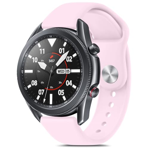 Meliya Kompatibel mit Samsung Galaxy Watch 3 Armbändern 45 mm/Galaxy Watch 46 mm, Gear S3 Frontier/Classic, 22 mm weiches Silikon-Sport-Ersatzband für Galaxy Watch 3 45 mm, für Damen und Herren, Rosa von Meliya